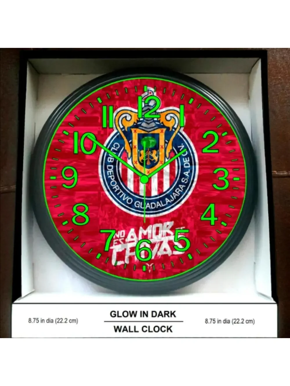 Chivas De Gaudalajara Soccer Glow In The Dark Wall Clock New!
